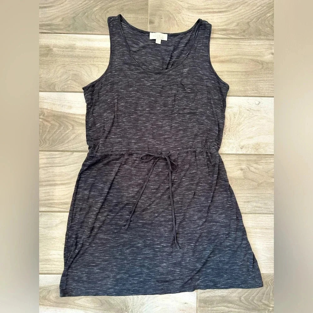 Olive Oak Womens Mini Tank Dress Gray Sleeveless Scoop Neck Drawstring